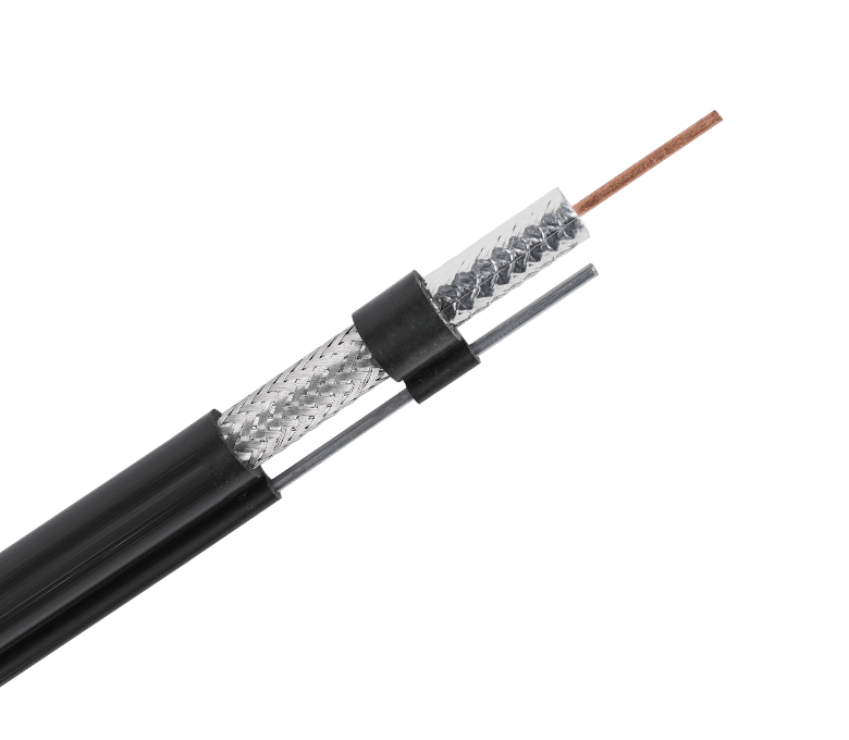 RG11M Series 75 Ohm Standard Coaxial Cable - شريط فردي وجديلة مع Messenger